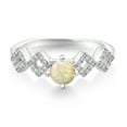 thumbnail image 2 of Gem Stone King 0.68 Ct Round Cabochon White Ethiopian Opal 925 Sterling Silver Ring (Size 8), 2 of 3