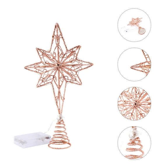 FRCOLOR Golden Iron Star Tree Topper for Christmas Decoration with Perfect for Small Trees