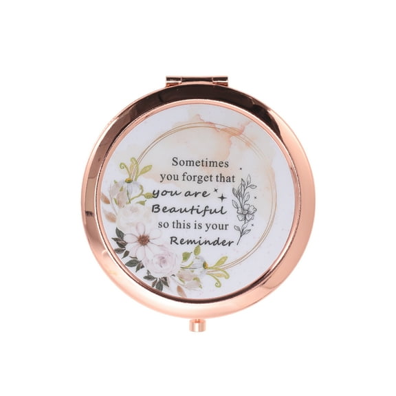 Unique Bargains 1 Pc Durable Makeup Mirror for Travel Vacation Rose Gold Tone Metal Glass