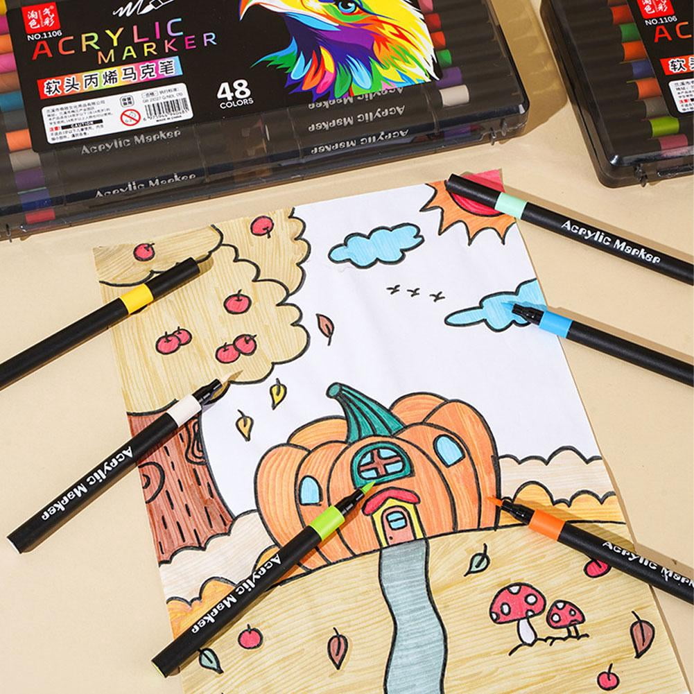 24/48 Colours Acrylic Paint Pens, Soft Brush Tip Acrylic Markers, Premium Art Pens