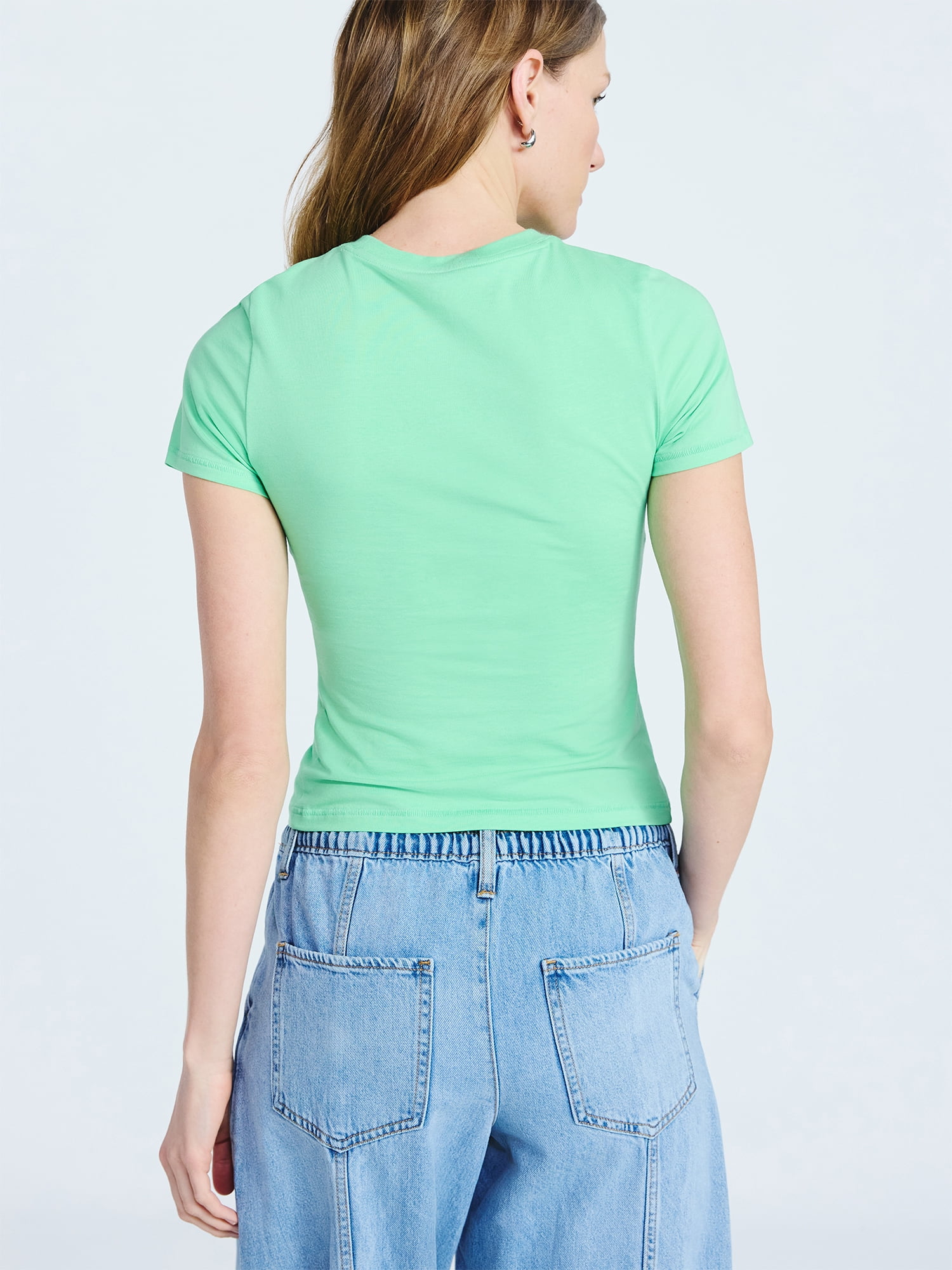 Scoop Women’s Stretch Cotton Blend Baby Tee with Short Sleeves, Sizes XS-XXL