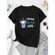 thumbnail image 2 of Camiseta de verano para mujer Suave elegante con Cuello redondoWomen's "Living My Best Life" Graphic Tee - Casual Round Neck Short Sleeve, Comfortable Polyester Blend Summer Top with Heart and Fashi, 2 of 7