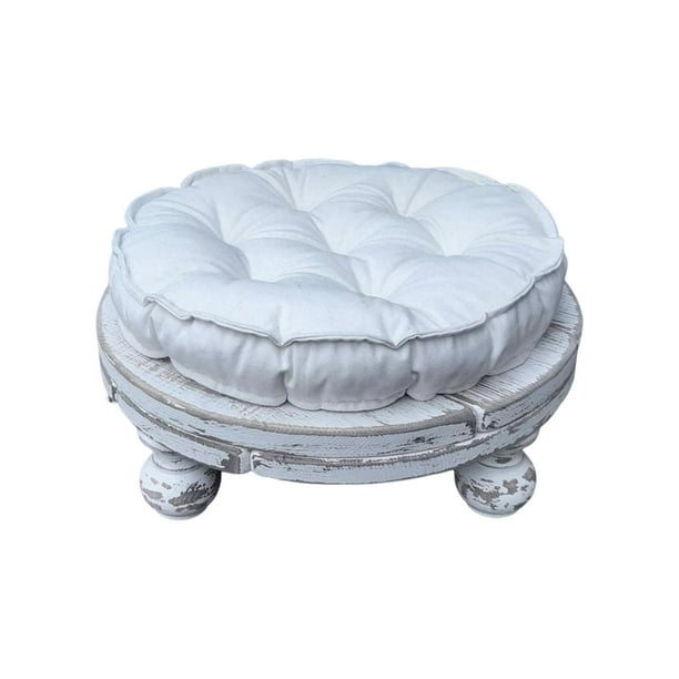 Taburete pequeño con asiento de madera, decoración vintage, pequeño sofá para bebés de 0 a 6 meses Accesorios de silla y cojín