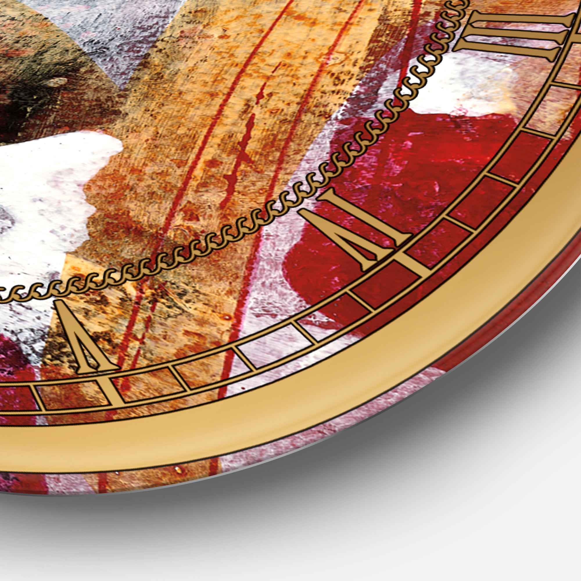 Designart 'Abstract Watercolor with Red and Yellow' Glam wall clock