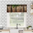 thumbnail image 2 of Rustic Wooden Board Valances Curtains Green Leaves on Vintage Wood Country Grunge Planks Barn House Door Short Curtain Valance for Kitchen Bedroom Bathroom with Rod Pocket, One Panel 54X18 Inches, 2 of 6