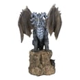 thumbnail image 3 of Large Medieval Sentry Abraxas Black Dragon Standing On Stump Rock Statue 9.25"H, 3 of 9