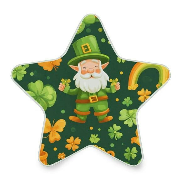 WOBOGO St Patricks Pattern with Leprechaun and Shamrock LED Star Night Light 0.2 Watt Wall Plug Dusk to Dawn Auto Switch Adjustable Brightness Soft White Light