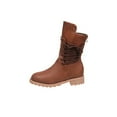 thumbnail image 1 of LOVZFMLL Bottes pour Femmes Mi-Mollet Bottes d'Hiver Lacets Bout Rond Sangles Réglables Talon Bas Épais Mode Décontractée Automne, 1 of 7
