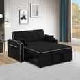 thumbnail image 4 of Rugerasy 3-In-1 Sleeper Sofa Couch Bed With Usb & Type C Port,Modern Convertible Pull Out Loveseat Futon Sofa,With Adjustable Backrest and Pillows,Phone Holder,Cupholder,Side Pocket,Black, 4 of 7