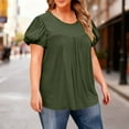thumbnail image 5 of WQNVRNR Womens Plus Size Shirts Cute- Crew Puff Short Sleeve Loose Casual Summer Tops Blouse Army Green Size 3XL, 5 of 7