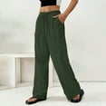 thumbnail image 6 of Comdrip Summer Bottoms for Women, Women's Spring and Summer Thin Solid Color Cotton and Linen Pocket Pants Casual Pants Linen Palazzo Pants Green L, 6 of 9