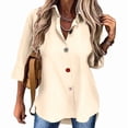 thumbnail image 1 of Camisa Informal de Moda para Mujer, con Botones, Cuello , Blusas Holgadas y Regulares, Blusas de Otoño Albaricoque S, 1 of 7