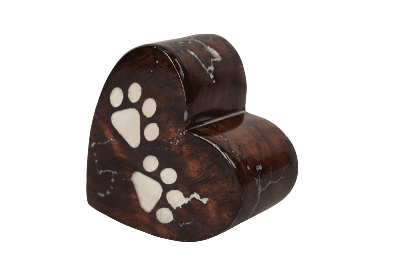 CRAFT INDIA Wooden Heart Shaped Cremation Urn for Pet Ashes, Handmade Mini Memorial Keepsake