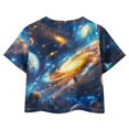 thumbnail image 2 of Uourmeti Galaxy Kids Summer T-Shirt 7-8Y Girls Short Sleeve Crop Top Casual Short Crewneck Pullover Lightweight Soft Sweatshirt, 2 of 5
