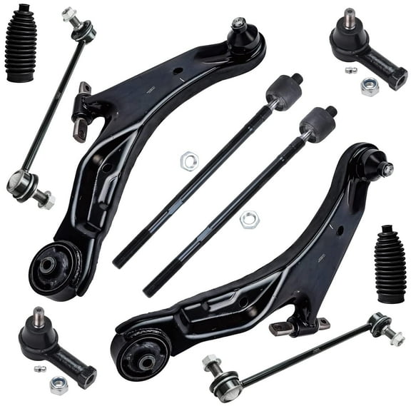 Detroit Axle - Front 10pc Suspension Kit 2001-2006 Hyundai Santa Fe, 2 Lower Control Arms w/Ball Joints 4 Tie Rods 2 Sway Bars 2 Boot 2002 2003 2004 2005 Replacement