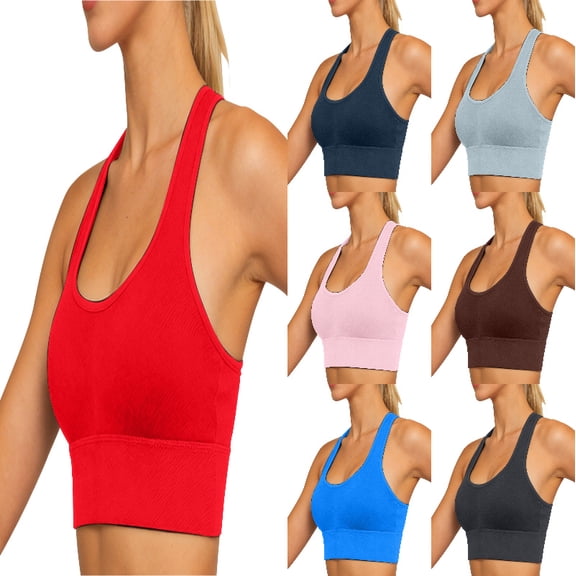 SGMVNU Racerback Sports Bras for Women Medium Support Unpadded Seamless Yoga Workout Yoga Gym Fitness Bra Size: S Red