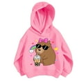 thumbnail image 3 of lnmuld Cute Tops for Teens Girls Hooded Sweatshirt Capybara Print Casual Loose Fit Long Sleeve Top for Toddler Kids Soft Comfortable Autumn Winter Outfits Size:2-3 Years, 3 of 5