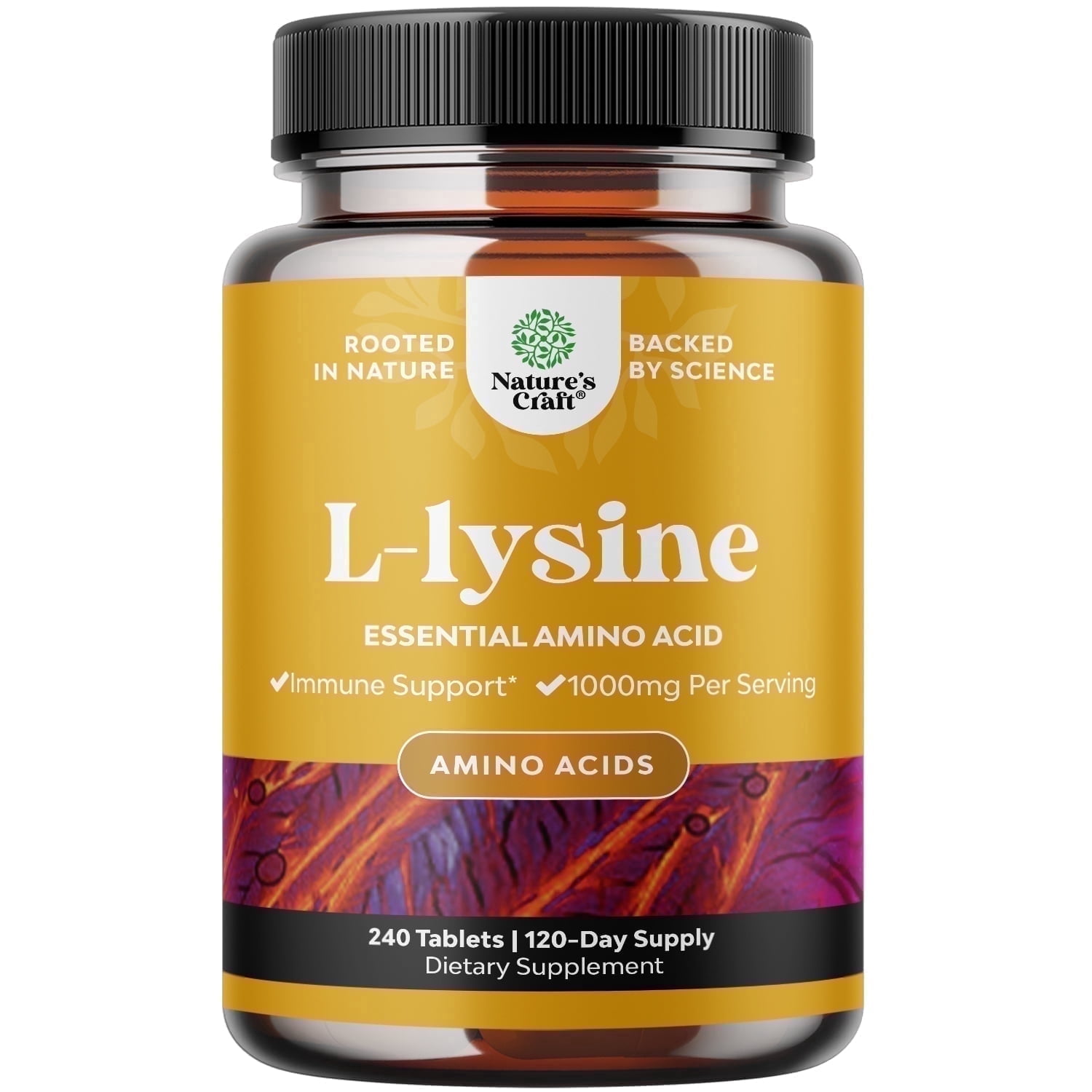 Natures Craft L-Lysine 1000mg Amino Acid Tablets, Immune Support, 240 Count