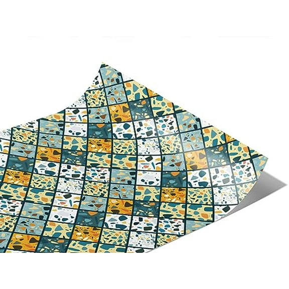 Rwraps Terrazzo Tile Blue Gloss Vinyl Film Wrap 59in x 6in Vinyl Vehicle Car Film Sheet Roll