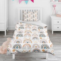 Boho Bohemia Rainbow Duvet Cover and Pillowcase Set for Single Bedding, Bedroom Accessories for Kids Teens