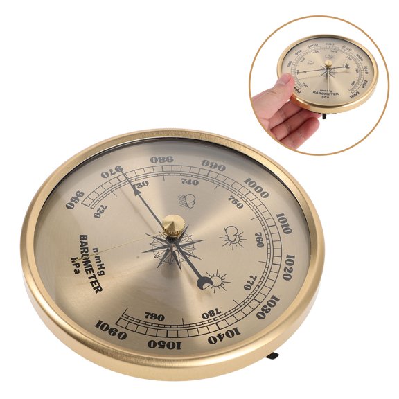 ETEREAUTY Portable Aneroid Barometer with Liquid-Free Design and Stylish Golden Frame for Accurate Home Weather Monitoring