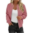 thumbnail image 2 of Bomber Jacket Women Sevevn Womens Zip Up Jackets Sweatshirts Long Sleeve Casual Coat Outwear With Pockets, 2 of 9