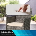 thumbnail image 6 of LiteHaven 3 Piece Outdoor Furniture Set Patio Gray Wicker Chairs Furniture Bistro Conversation Set 2 Rattan Chairs with RedCushions and Glass Coffee Table for Porch Lawn Garden Balcony Backyard Khaki, 6 of 13