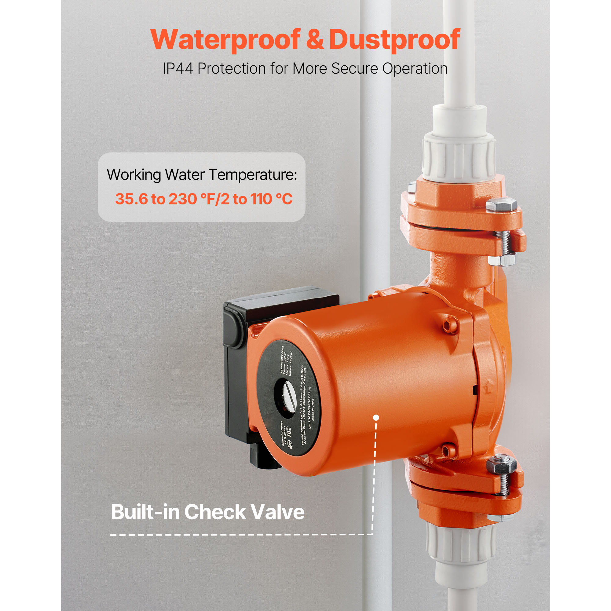 KFFKFF Cast Iron Circulator Pump, 33 GPM, AC 120V, 33 ft Hot Water Recirculation Pump, 1-1/4 in Flange Connection, 3-Speed Settings, Low-Noise Design, Suitable for Home Heating Systems