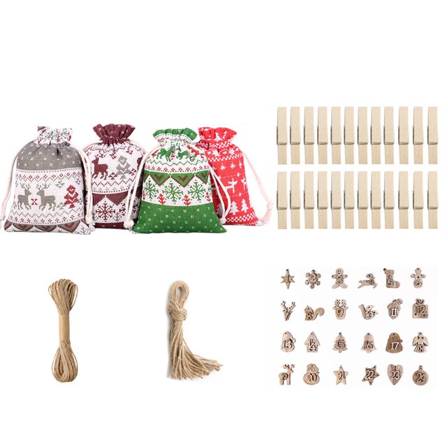 SUNSIOM Christmas Candy Bag Set Hanging Drawstring Gift Bags Treat Bags with Rope and Tag/Stickers