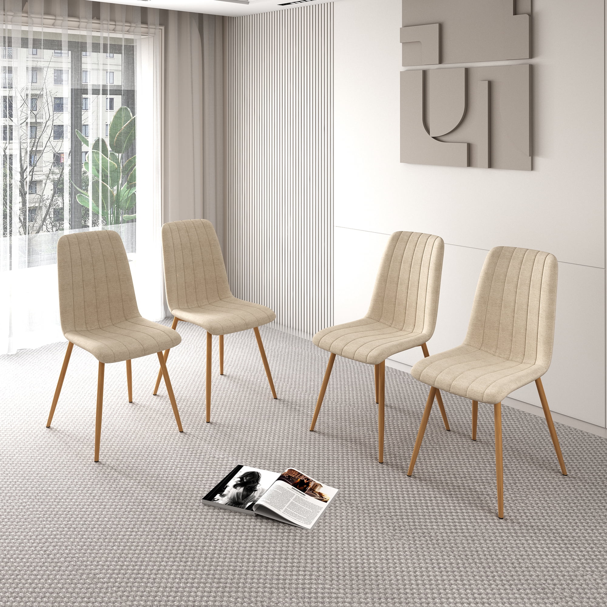 Dining Chairs Set of 4, Modern Style Dining Kitchen Room Upholstered Side Chairs