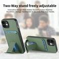 thumbnail image 6 of Case for iPhone 12 with Hidden Kickstand, Carbon Fiber Texture Wallet Case with Card Holder for iPhone 12 Magnetic Car Mount Shockproof Military Grade Protection Cover, Green, 6 of 10