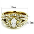 thumbnail image 2 of Luxe Jewelry Designs 3-Piece Women's Gold Ion Plated Stainless Steel Wedding Ring Set with CZ, 2 of 4