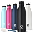 thumbnail image 2 of Botella de agua aislada Botella aislada de 1 l Botella de agua de acero inoxidable Boca estándar Botella de agua deportiva reutilizable a prueba de fugas Sin Bpa para deportes Gimnasio, 2 of 8