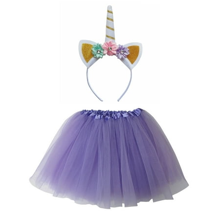 So Sydney Kids Or Adult 1-2 Pc Flower Unicorn Headband Tutu Set Costume