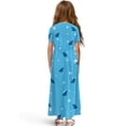 thumbnail image 2 of Uourmeti Girls Summer Maxi Dress Shark Fin Print Short Sleeve Crew Neck Casual Loose Flowy Tiered Dresses with Pockets, Size 5-6 Years, 2 of 7