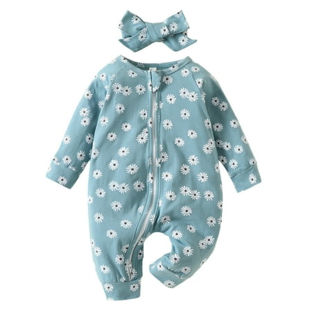 

Organic Clothes Boy Romper for Boys 5t Baby Girls Boys Autumn Floral Print Long Sleeve Romper Jumpsuit Headbands Clothes Toddler Boy Overalls 2t