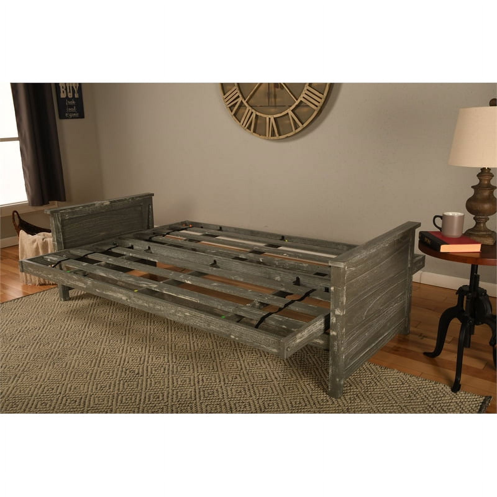 Kodiak Furniture Lexington Futon in Weathered Gray w/ Takara Rain Green Mattress