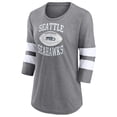thumbnail image 2 of Women's Fanatics Branded Heathered Gray Seattle Seahawks Throwing Down Scoop Neck 3/4-Sleeve T-Shirt, 2 of 3
