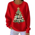 thumbnail image 3 of Yteetum Chandails en Molleton de Noël pour Femmes, Col Rond, Tricot Côtelé, Chandail Sans Capuche, Imprimé Graphique, Manches Longues, 3 of 4