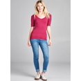 thumbnail image 3 of Emmalise Womens Slim Athletic Fit Vneck Tshirt Half Sleeves Top, 3 of 3