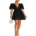 thumbnail image 3 of PENGXIANG Robe d'Été Décontractée Femme en Couleur Unie avec Décolleté en V Profond, 3 of 6
