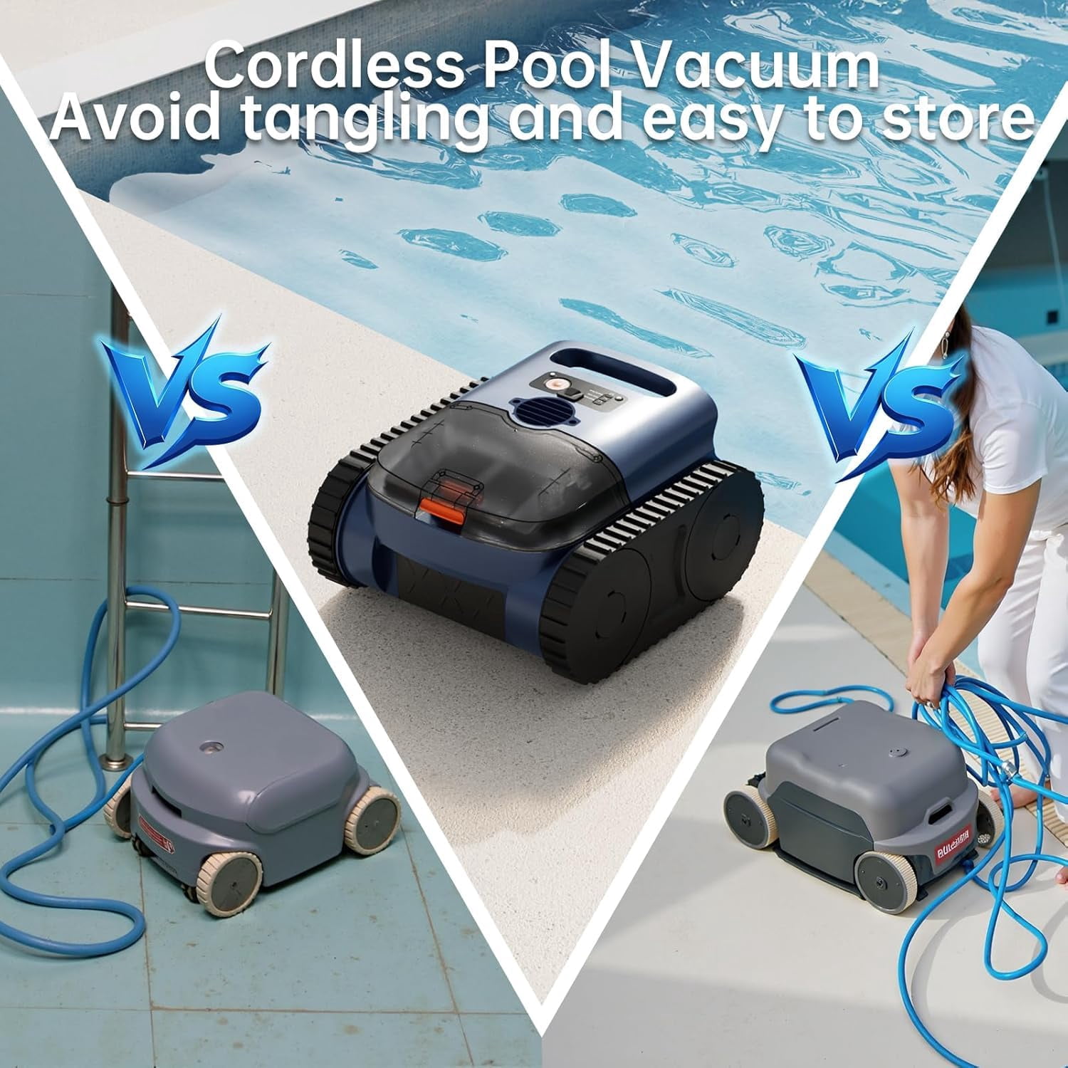 （2026 Upgrade）Cordless Robotic Pool Cleaner with Smart Sonar Navigation – Powerful Suction, Wall & Waterline Climbing, Automatic Cleaning for In-Ground & Above-Ground Pools