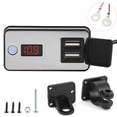 thumbnail image 1 of Cargador USB dual para motocicleta de 12 V con pantalla digital, universal, resistente al agua, para teléfonos, tabletas y GPS., 1 of 14