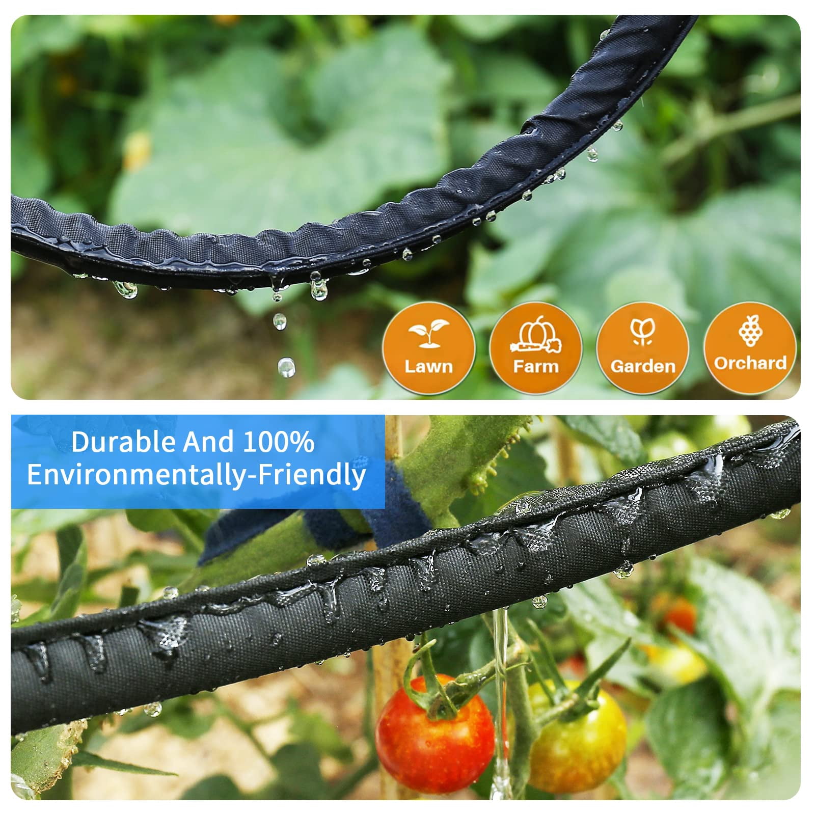 Flat Soaker Hose 25 Ft For Garden Beds  25ft 1/2" Linkable Consistent Drip Irrigation Save 80% Water Leakproof Heavy Duty Double Layer Sprinkler