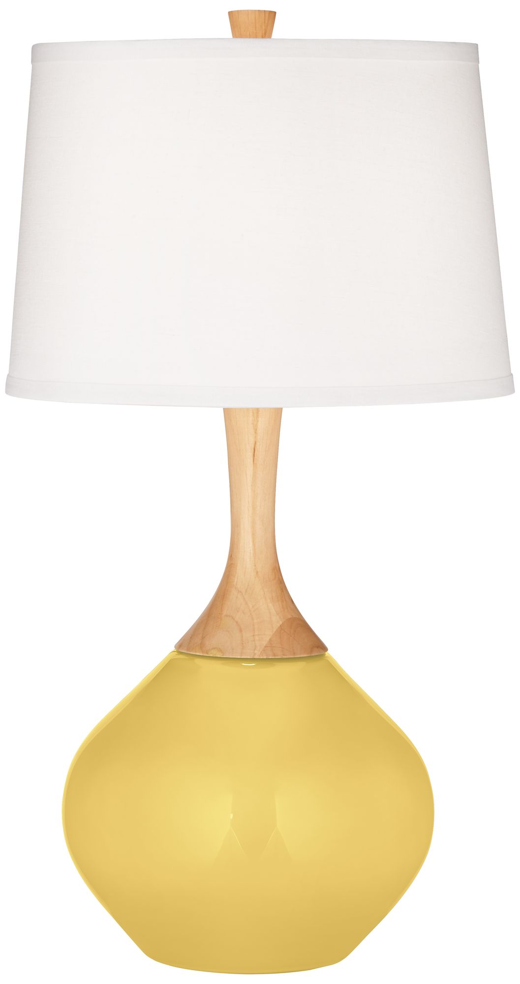 Color Plus Wexler Modern Table Lamp 31" Tall Daffodil Yellow Glass Wood Neck White Drum Shade for Bedroom Living Room Bedside Nightstand Office Kids - image 2 of 6