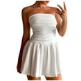 thumbnail image 2 of SMihono Robe d'Été Grande Taille pour Femmes 2023 Mode Décontractée Printemps Été Sans Manches à Épaules Dénudées Mi-Mollet, 2 of 9