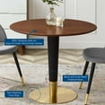 thumbnail image 2 of Modway Zinque 35.5" Round Modern Wood Dining Table in Walnut & Gold, 2 of 5