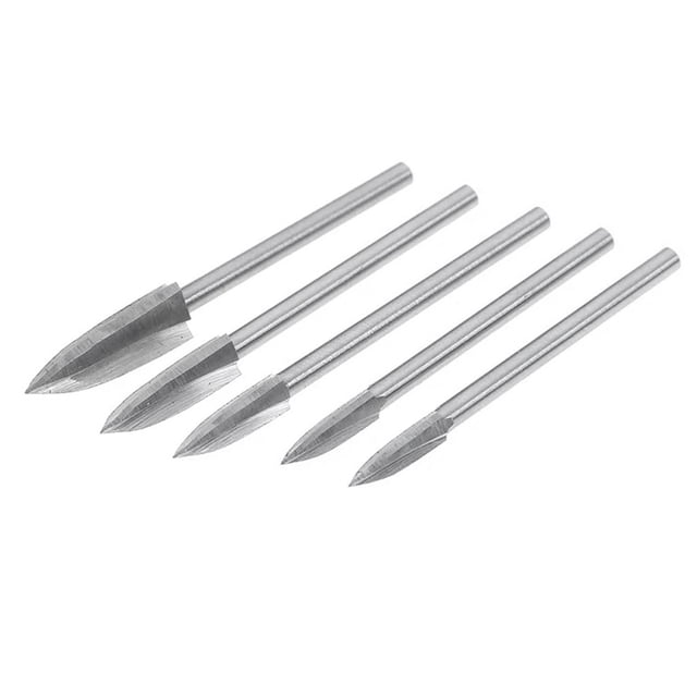 EeaseMX Juego de 5 brocas de tres hojas para tallado de madera, cabezal de taladro eléctrico, cabezal de corte para tallado y grabado, fresa para carpintería en casa y taller (plata, 3 mm)