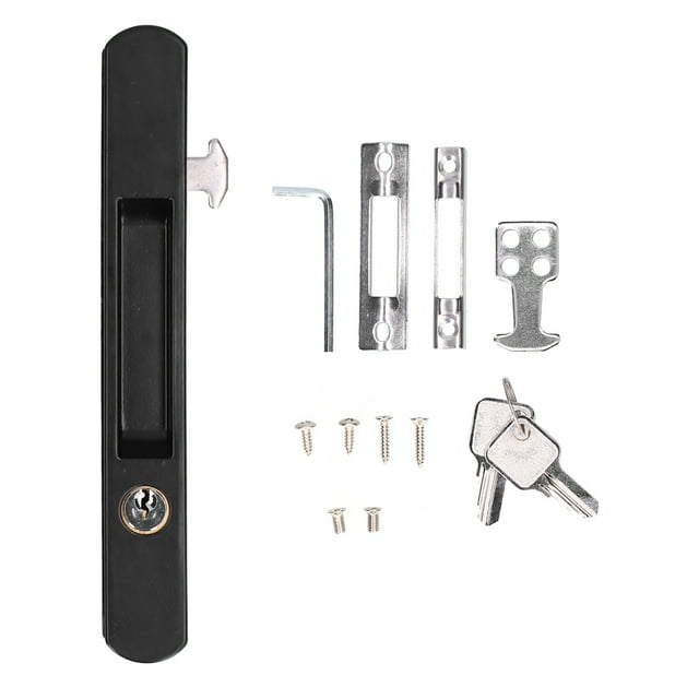 Cerradura de puerta corredera, herrajes para muebles con cerradura de aleación de Zinc y cobre negro para puerta de balcón