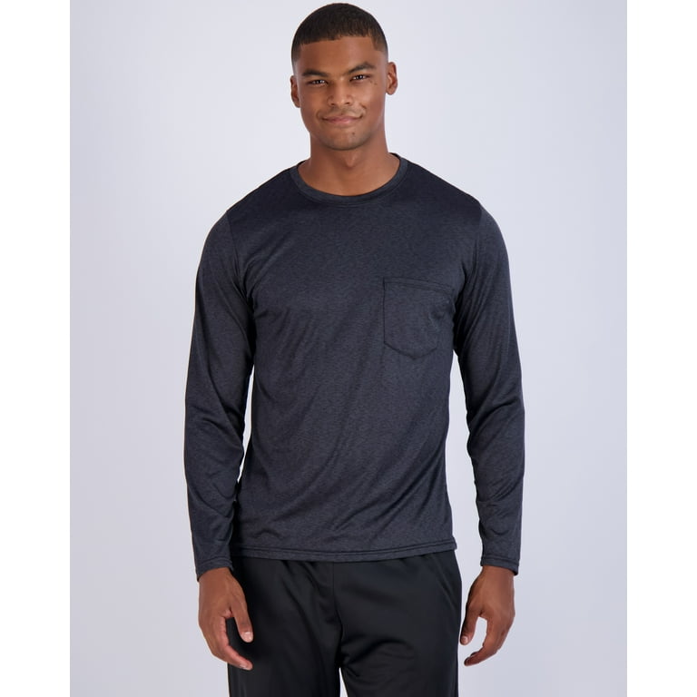 Real Essentials 4 Pack: Men's Dry-Fit Active Athletic Long Sleeve Pocket  Crew T-Shirt Outdoors UPF 50 S-5XLT